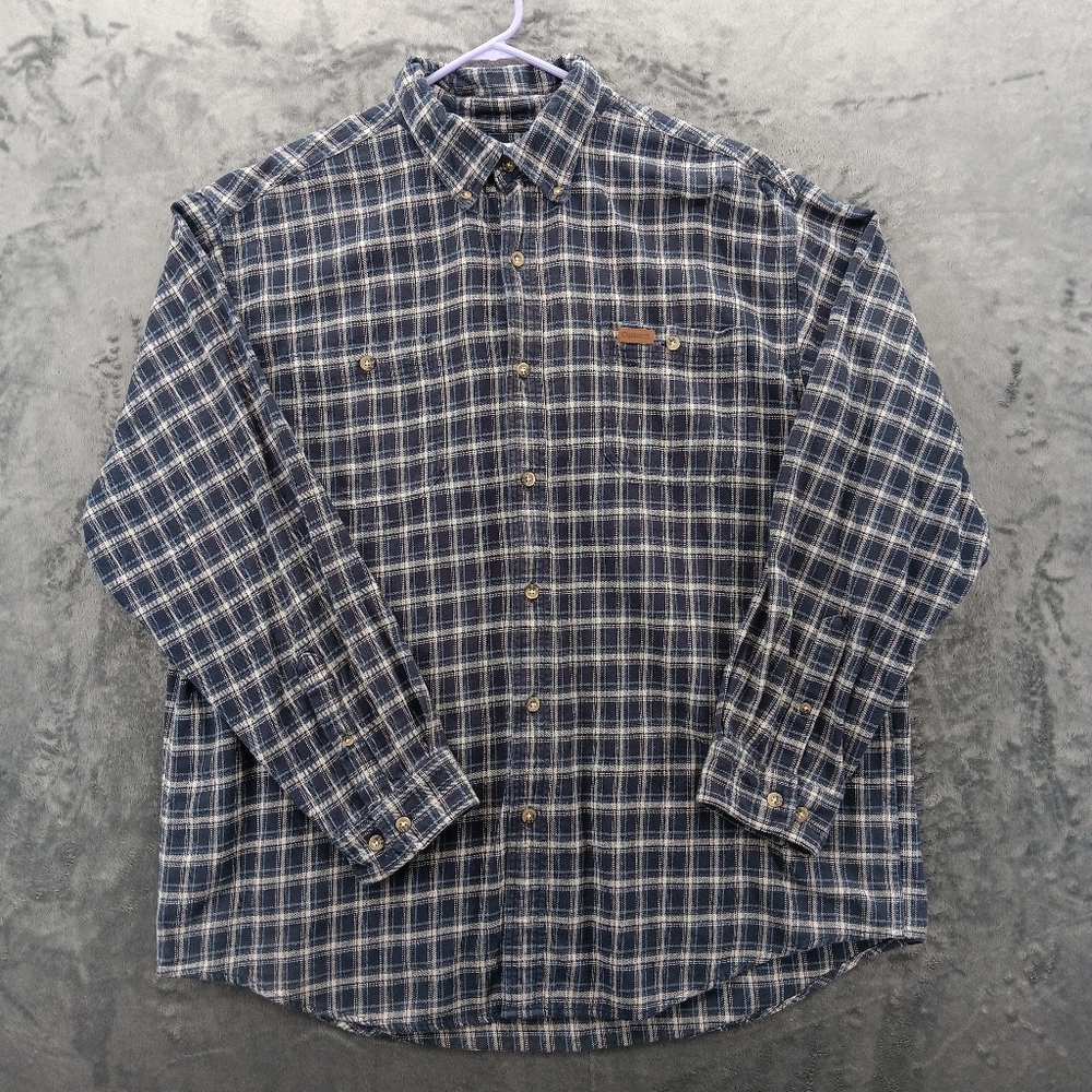 Carhartt Long Sleeve Shirt Mens XL Heavy Flannel Plaid Blue 100% Cotton